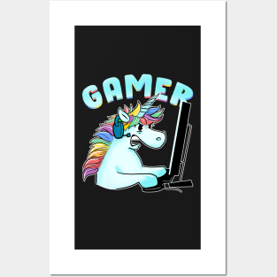 Unicorn Gamer Funny gamming Posters and Art